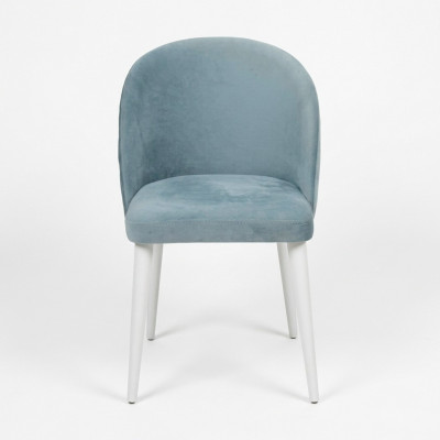 Modern dining room wooden chair without armrest, new design upholstered chair, seat blue