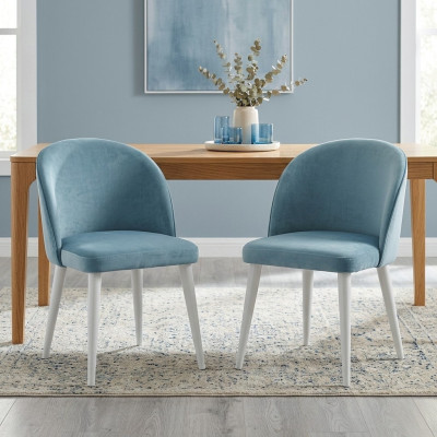 Modern dining room wood 2x chairs blue armless new design upholstered chair