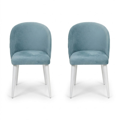 Modern dining room wood 2x chairs blue armless new design upholstered chair