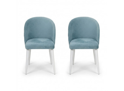 Modern dining room wood 2x chairs blue armless new design upholstered chair