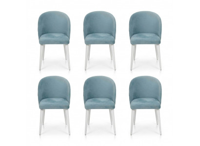 Luxury dining room wood 6x chairs blue armless new design upholstered chair