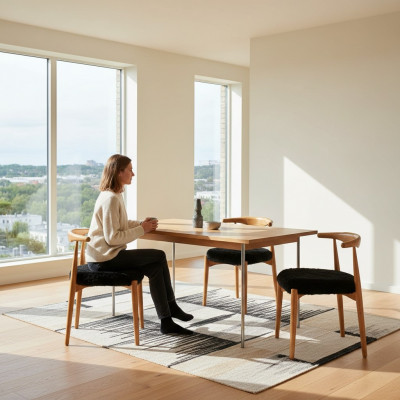 Modern dining room wooden chairs 4x brown without armrest design upholstered chair