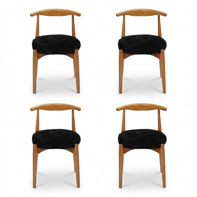 Modern dining room wooden chairs 4x brown without armrest design upholstered chair