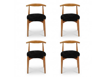 Modern dining room wooden chairs 4x brown without armrest design upholstered chair