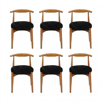 Luxury dining room wood 6x chairs brown armless design upholstered chair