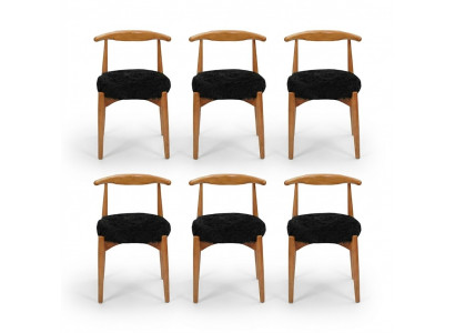 Luxury dining room wood 6x chairs brown armless design upholstered chair