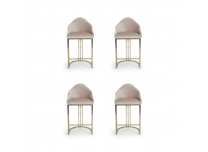Stylish dining table with 4 chairs, beige upholstered chair furniture, seating cushion chairs