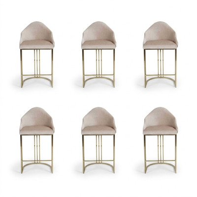 Stylish dining table 6x chairs beige armchair furniture decor seat cushion chairs