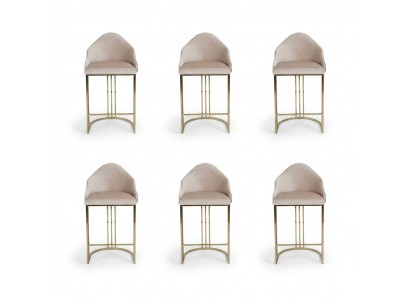 Stylish dining table 6x chairs beige armchair furniture decor seat cushion chairs