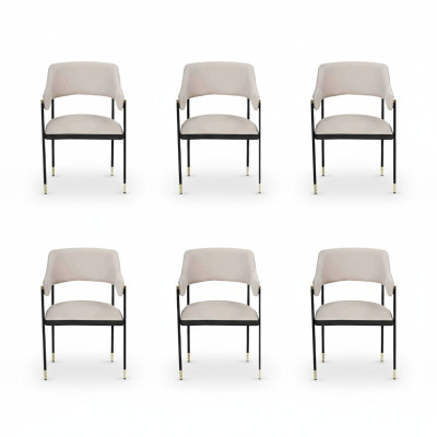 Stylish Chair Dining Chair White 6x Chairs Kitchen Chair Armchair Luxury
