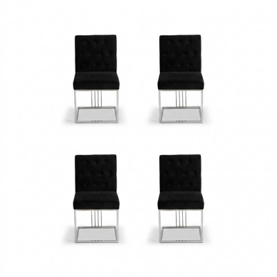Black set of 4 chairs, armchair, designer dining room furniture, dining chairs, stainless steel chair