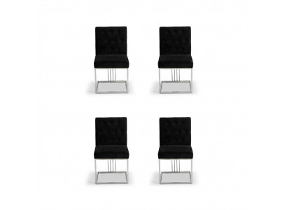 Black set of 4 chairs, armchair, designer dining room furniture, dining chairs, stainless steel chair