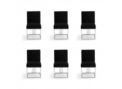 Black Dining Room 6x Chairs Armchair Designer Furniture Dining Chairs Stainless Steel Chair