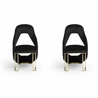 Stylish 2x Dining Room Chairs Black Kitchen Chair Armchair Luxury Novelty