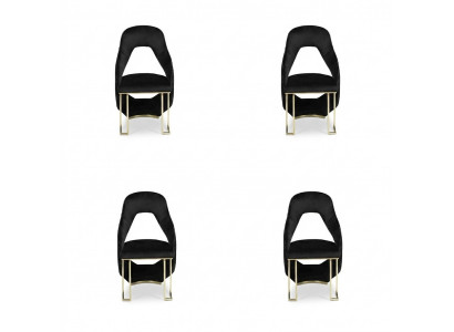 Stylish 4x Chairs Dining Chair Black Kitchen Chair Armchair Luxury Novelty
