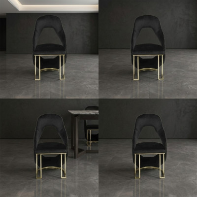 Stylish black 6x chairs dining room chair kitchen chair chair luxury novelty chair
