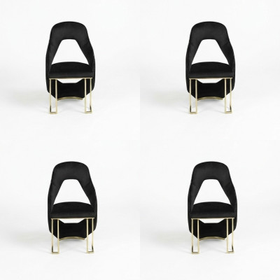 Stylish black 6x chairs dining room chair kitchen chair chair luxury novelty chair