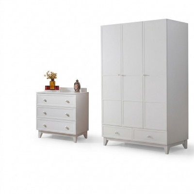 Luxurious children's room white modern set wardrobe chest of drawers new