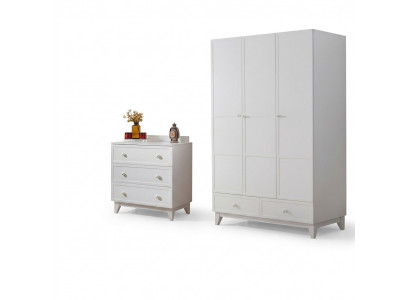 Luxurious children's room white modern set wardrobe chest of drawers new