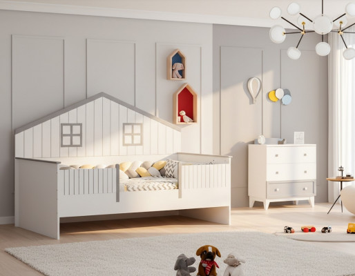 Modern children's room 2-piece furniture complete room multicolored children's bed chest of drawers