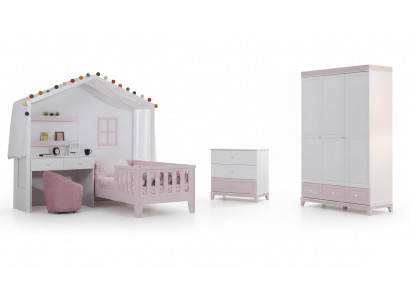 Children's room set modern: children's bed with desk, dresser, wardrobe