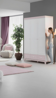 Wardrobe Wooden Cabinet Closet Wood Multicolored Bedroom Modern