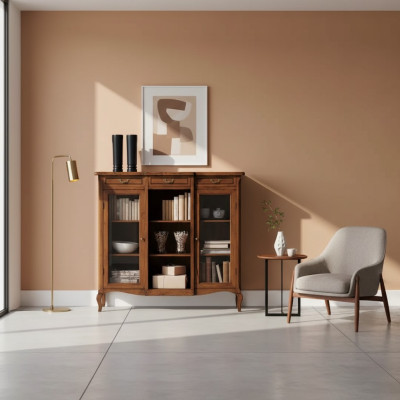 Designer luxury wood display cabinet sideboard Italian furniture