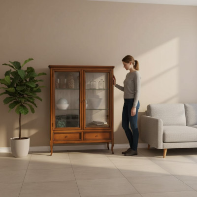Showcase wood display cabinets glass cabinet furniture solid wood sideboard living room