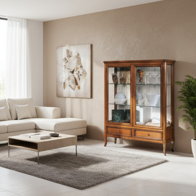 Showcase wood display cabinets glass cabinet furniture solid wood sideboard living room