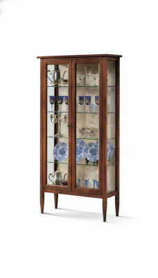 Display glass cabinet brown living room wood sideboard luxury furniture Italy