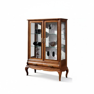 Luxury Wood Vitrine Sideboard Design Brown Italian Furniture Cabinet New