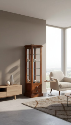 Display cabinet glass real wood showcase living room furniture sideboard new
