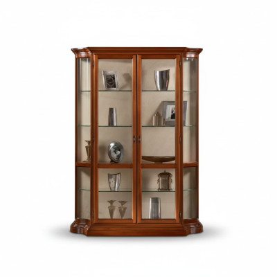 Display Cabinet Glass Cupboard Showcase Living Room Wood Sideboard Luxury Furniture New