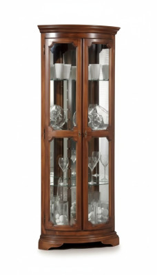 Classic furniture wood brown corner display cabinet showcase cabinet Italian furniture