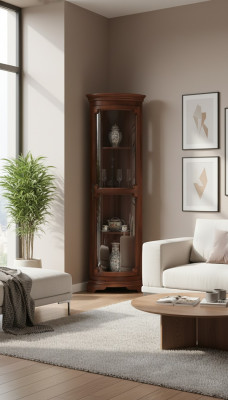 Corner display cabinet, living room furniture, sideboard, wood display cabinet, brown, new