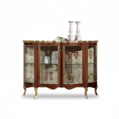 Wooden Display Cabinet Glass Cupboard Solid Wood Showcase Living Room Furniture Sideboard