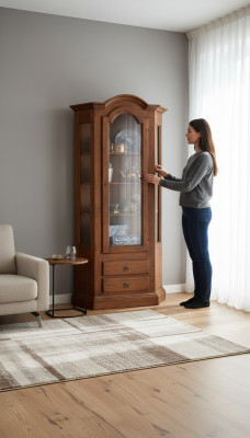 Cabinets display furniture wood luxury glass cabinet wood shelf living room