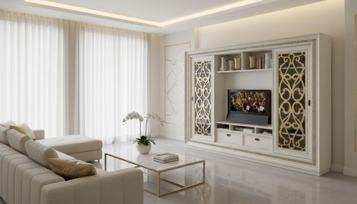TV wall unit solid wood modern TV cabinet living room wall real wood new