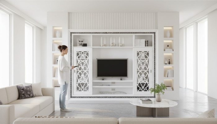 Luxury wall unit cabinet modern furniture living room rtv wood