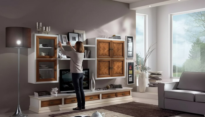 Italian wooden furniture designer sideboard living room wall unit living room cabinet unit