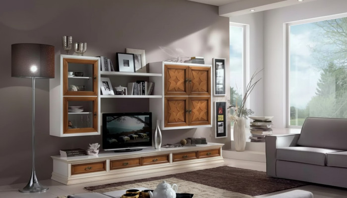 Italian wooden furniture designer sideboard living room wall unit living room cabinet unit