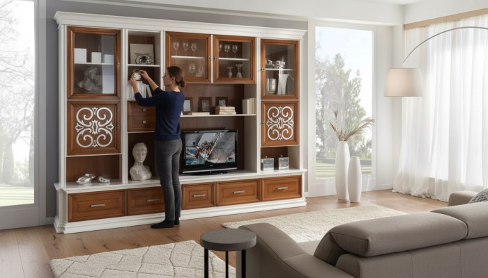 Living room wall shelf TV cabinet wall cabinets wood living room furniture new