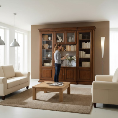 TV cabinet extension wall living room wall TV cabinet solid wood classic