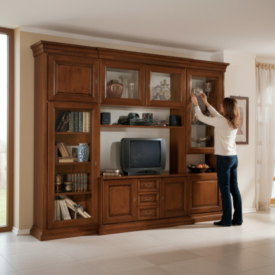 Living room furniture, classic Italian style wall unit, wood furniture, new.