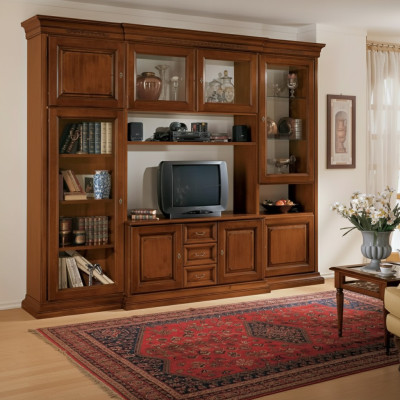 Living room furniture, classic Italian style wall unit, wood furniture, new.