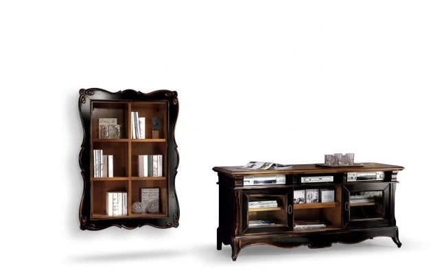 TV stand wall unit shelves living room classic wood design furniture new