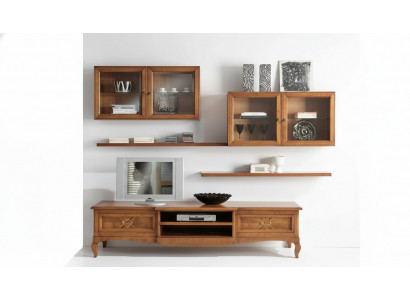 Designer living room 4x wall cabinets brown lowboard 7-piece. New wall unit.