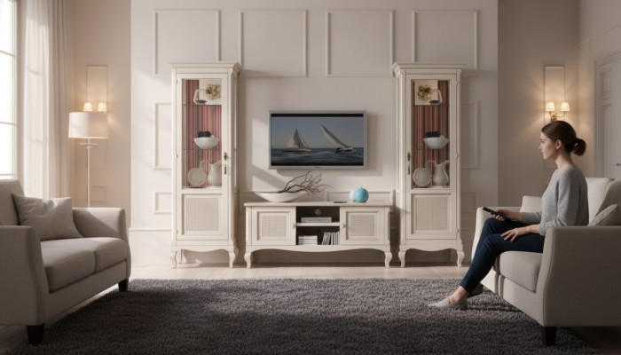 Living room furniture set living room TV stand 2x display cabinet 3-piece wall unit