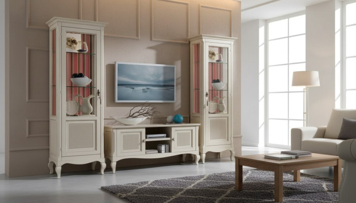 Living room furniture set living room TV stand 2x display cabinet 3-piece wall unit
