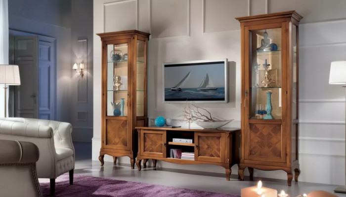 Living room TV stand 2x display cabinet 3-piece set. New living room furniture set designer